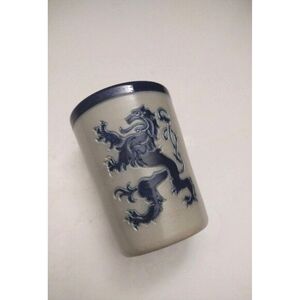 Vintage Goebel Merkelbach Saltzglasur Salt Glazed Cup Blue Lion West Germany